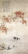 Hua Yan A Bathing Duck Under Peach Tree